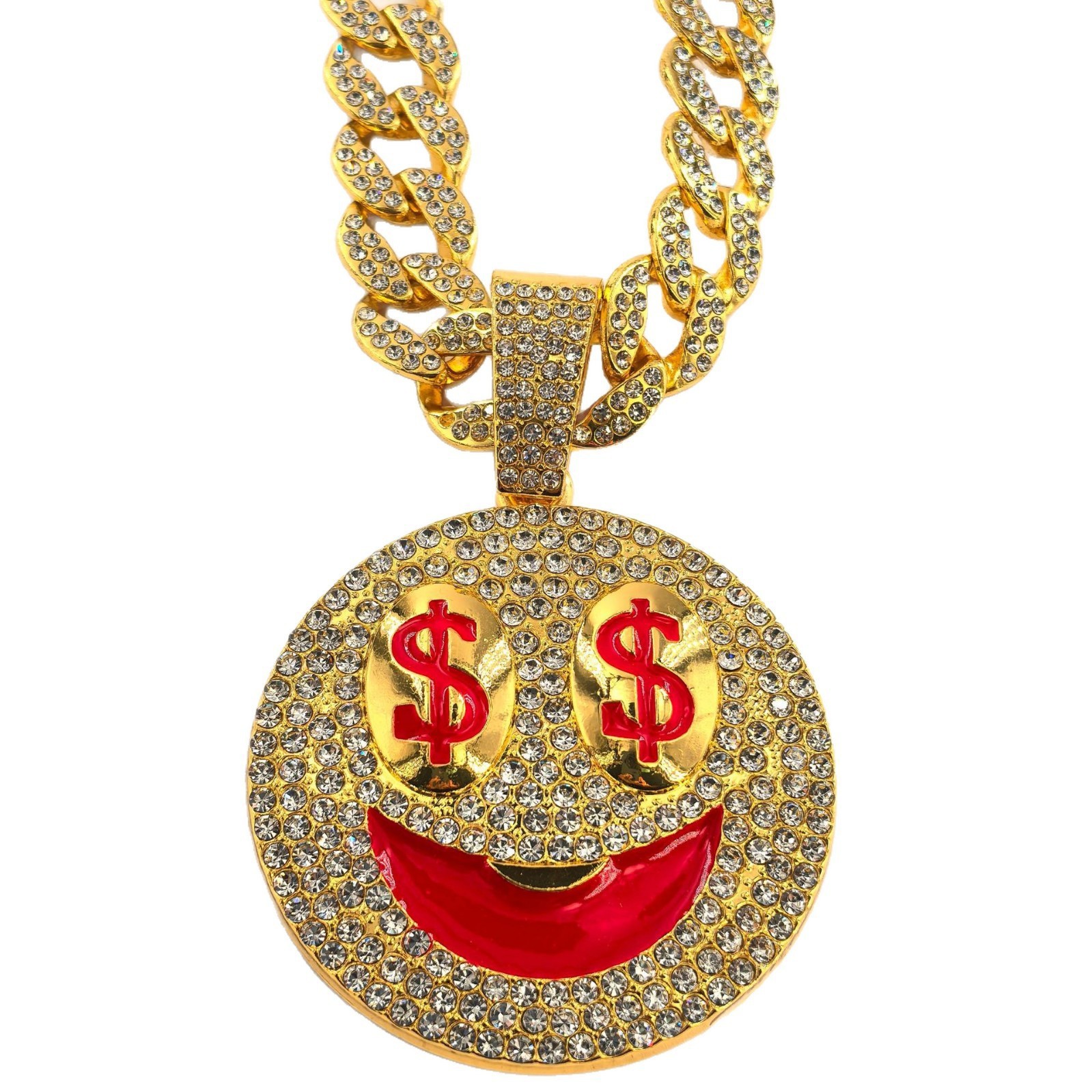 Hip-Hop dólar emoticon colgante de aleación personalidad europea y americana collar de rap Amazon venta caliente para hombres joyas de cadena cubana