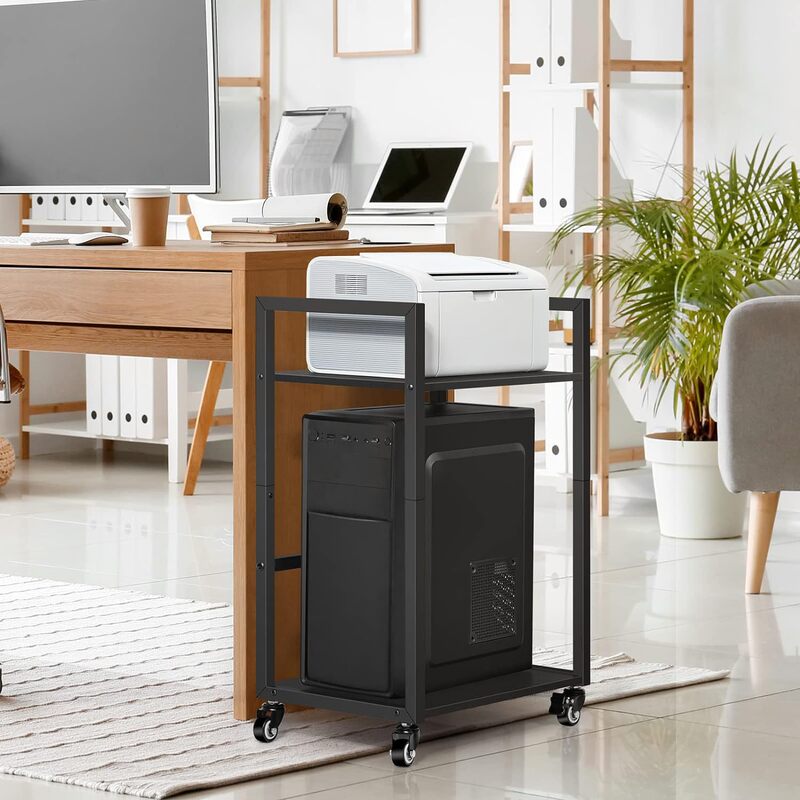 Cross-Border Multi-Layer Computer Tower Stand Cpu Stand Cart with Wheels Mobile Pc Tower Office Storage