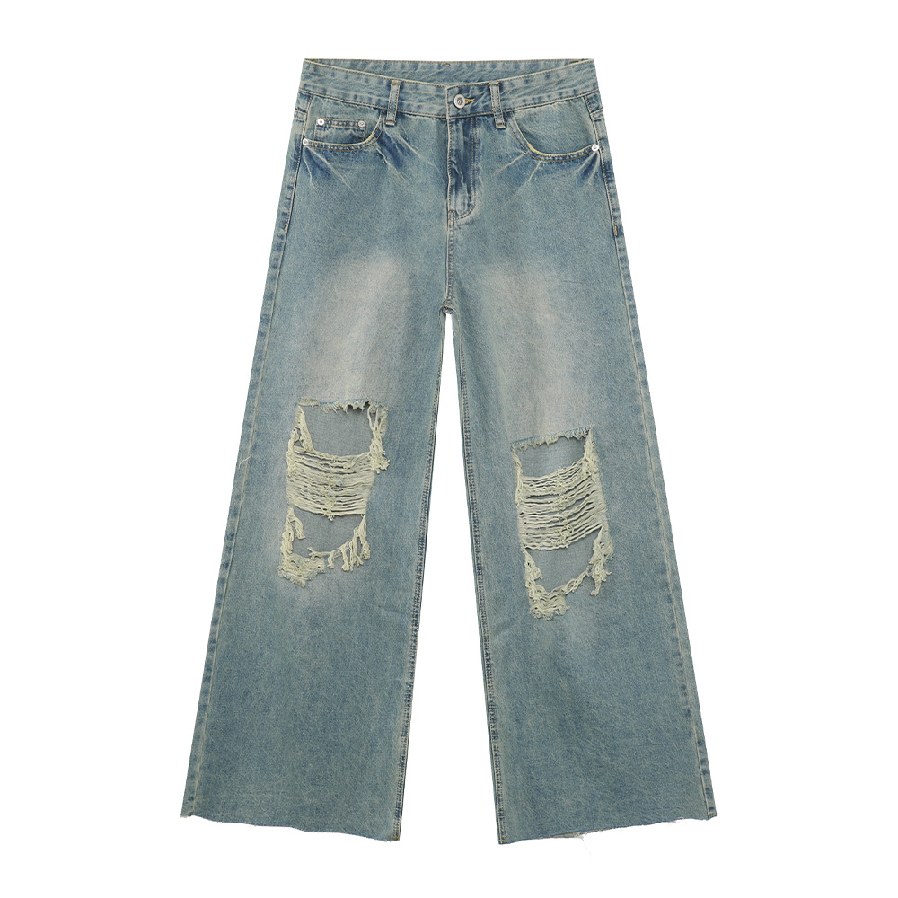 MTLCLOTHES Hombres| Nuevo estilo retro punk americano agujero de borda para hacer viejos jeans recto de moda