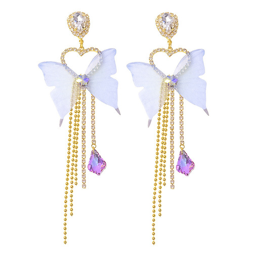 Light luxury temperament tassel earrings personality temperament exaggerated earrings 925 silver needle high-end fashion versatile earrings for women