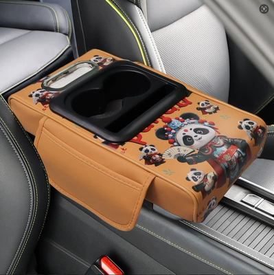 Box Heightening Pad Memory Foam: Armrest box pad - yellow-cartoon-panda