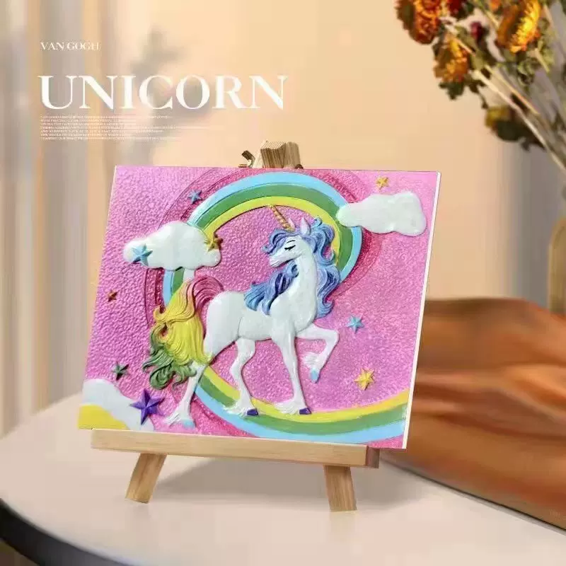 DIY立体3D石膏画浮雕画白胚手工彩绘向日葵梵高欧式装饰画摆件