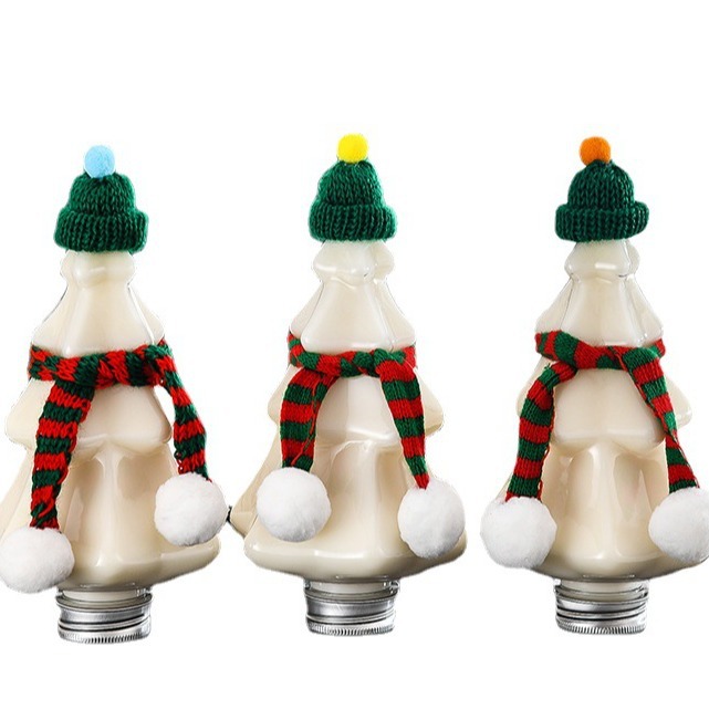 400ml botella decorativa de Navidad PET creativo plástico transparente leche té café jugo bebida envasado bebida fría Navidad taza