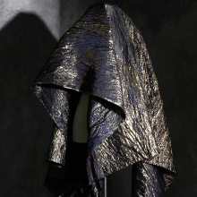 暗黑金脉纹立体肌理鎏金闪光泽布料复古创意提花礼服服装设计面料