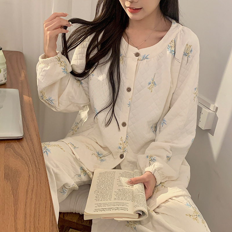 Factory direct autumn and winter pregnant women nursing pajamas postpartum air cotton warm monthly clothes home nursing clothes suit