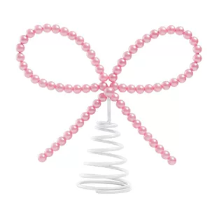 Розовый бант из жемчуга на верхушку ёлки ручная работа на День святого Валентина