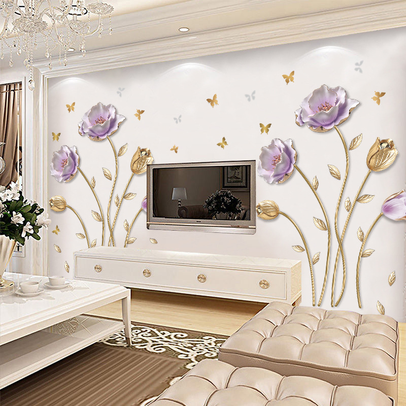 Stickers muraux fleur en relief 3d autocollants étanches_voghion.com