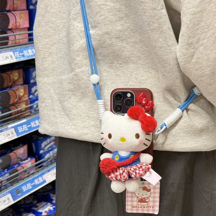 ユニバーサル携帯電話バッククリップ本物のサンリオキティハローキティ KT クロスボディロープかわいい調節可能なストラップ人形|undefined