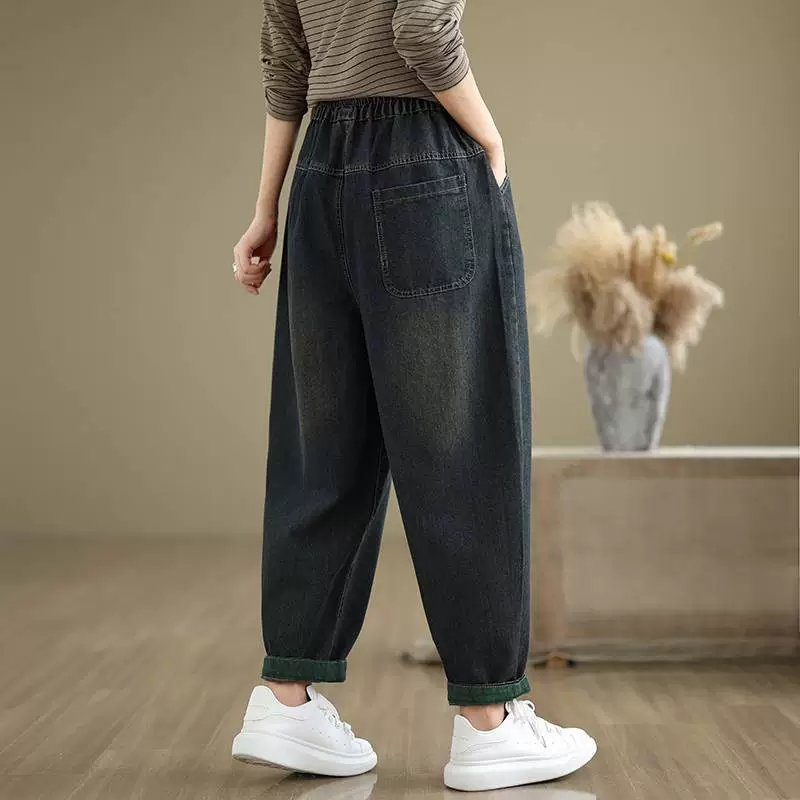 Warm trousers for leisure, jeans, plus size