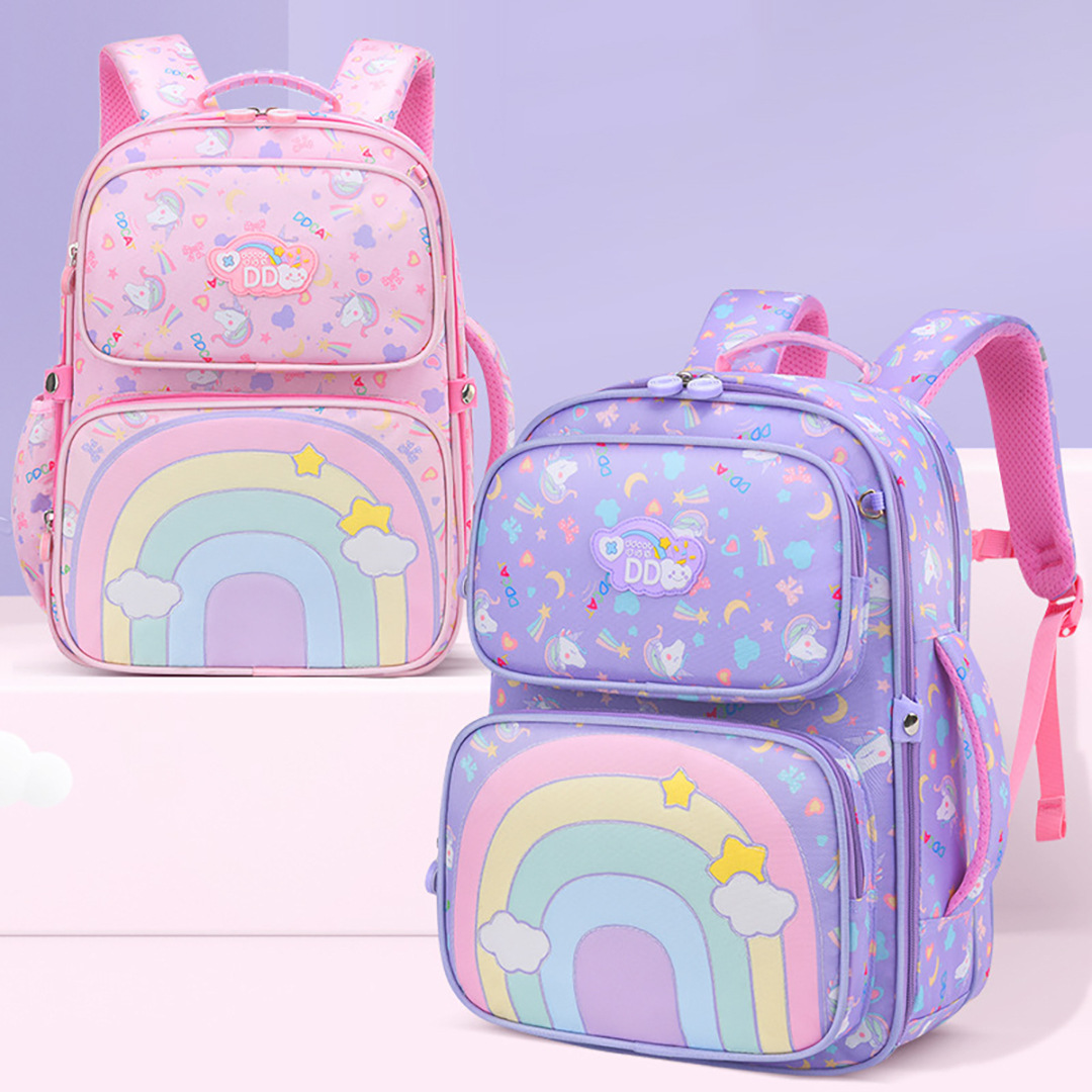 2023 nueva mochila para niñas estudiantes de primaria Grado uno, dos, tres a seis mochila ultraligera de protección de la columna vertebral con reducción de carga para niñas