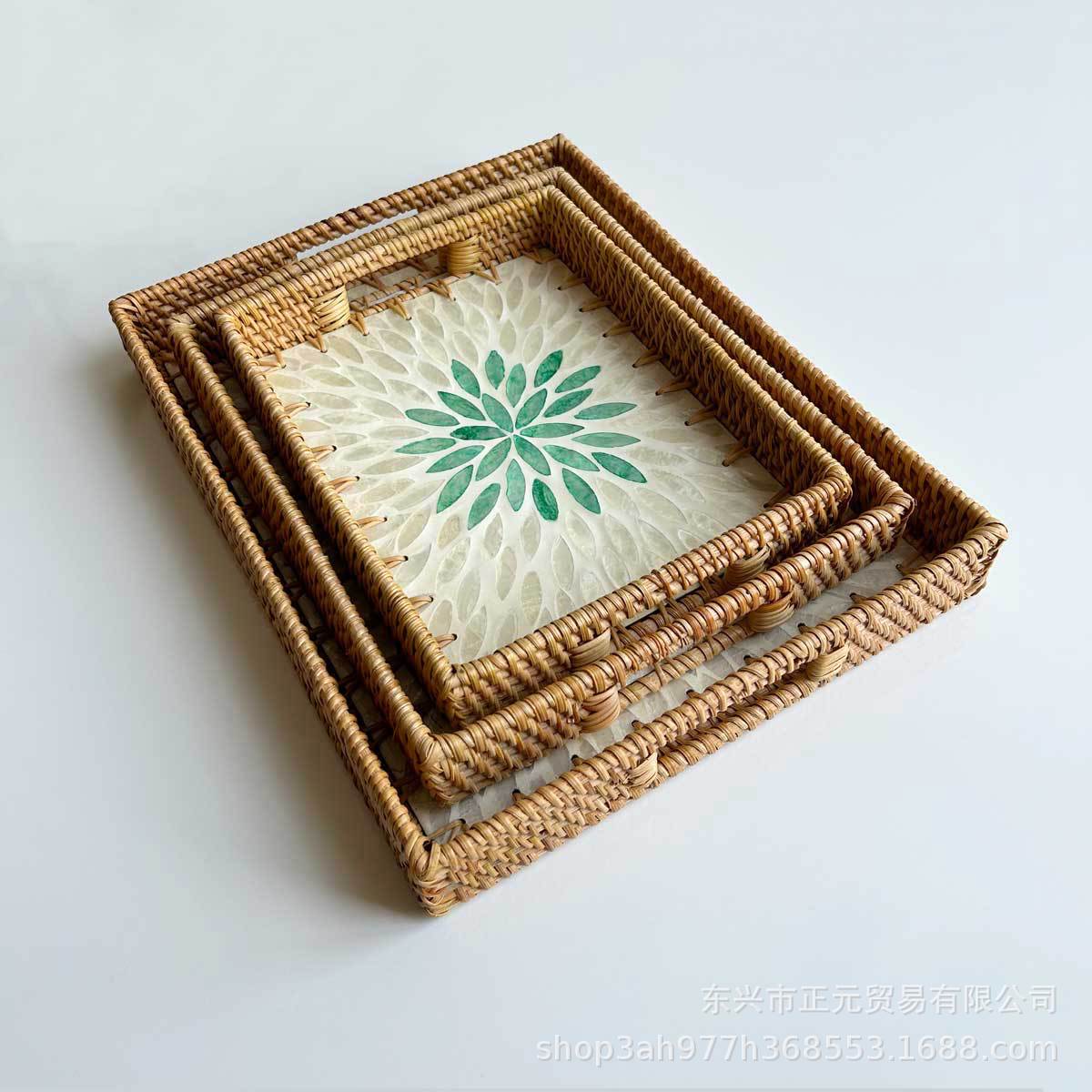 bandeja de conchas de caña, bandeja de conchas de bocadillos, bandeja de pan doméstica, bandeja de té, bandeja de té, mesa de té