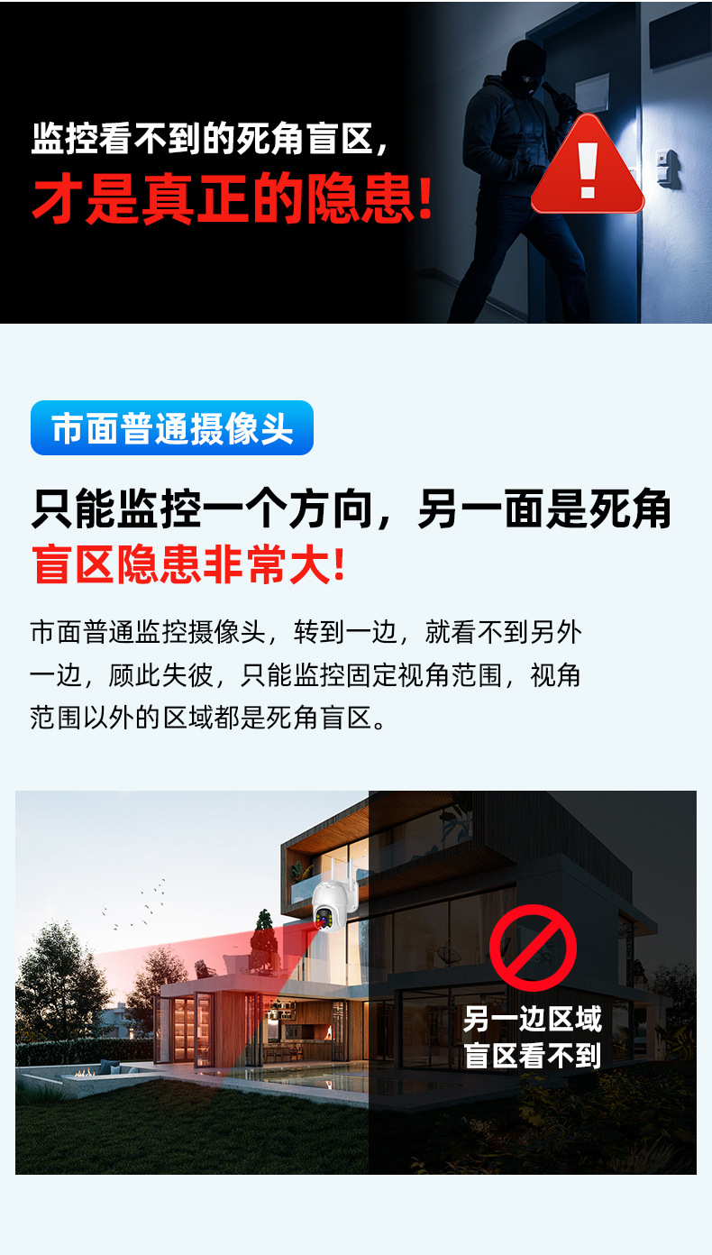 三面画监控摄像头户外