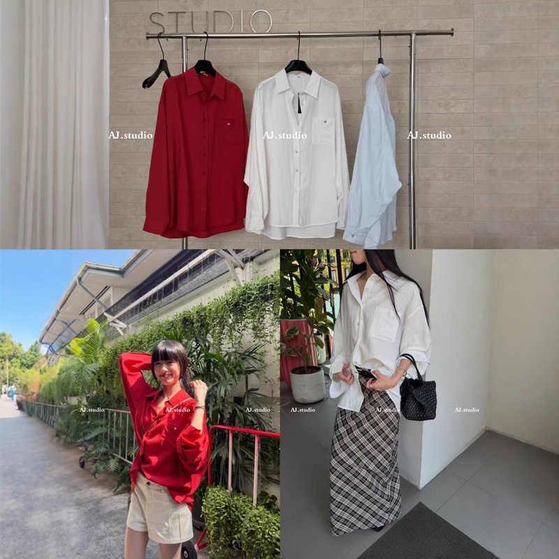 【Aj.Studio】Single-Breasted Loose-Fitting Fashionable Minimalist Versatile Slimming Shirt X96032 【Aj.Studio】Single-Breasted Loose-Fitting Fashionable Minimalist Versatile Slimming Shirt X96032