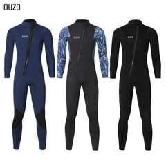 OUZO 3mm wetsuit men's long-sleeved one-piece thickened cold-proof and warm snorkeling wetsuit surfing suit winter swimsuit