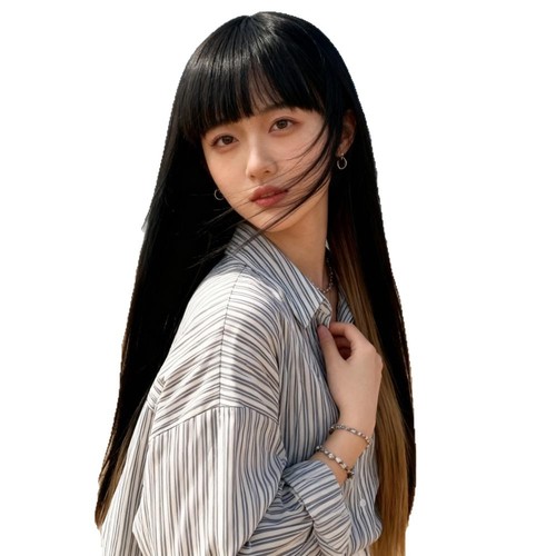 Dance Douyin style false hair for women, comic bangs, long straight hair, Fu Jiang clip-on, gradient color, high temperature silk, full headset