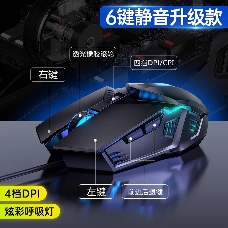 ゲーミングマウス USB 有線 E スポーツメカニカルマウスコンピュータアクセサリーオフィスホーム 6 ボタンマウスクロスボーダー卸売|undefined