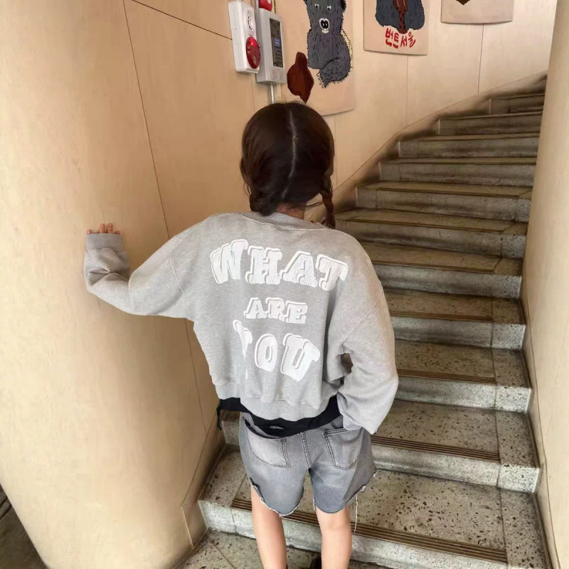Garment Korea Dongdaemun 2026 Spring/Summer Casual Double Pocket Letter Print Short Sweatshirt Jacket Garment Korea Dongdaemun 2026 Spring/Summer Casual Double Pocket Letter Print Short Sweatshirt Jacket