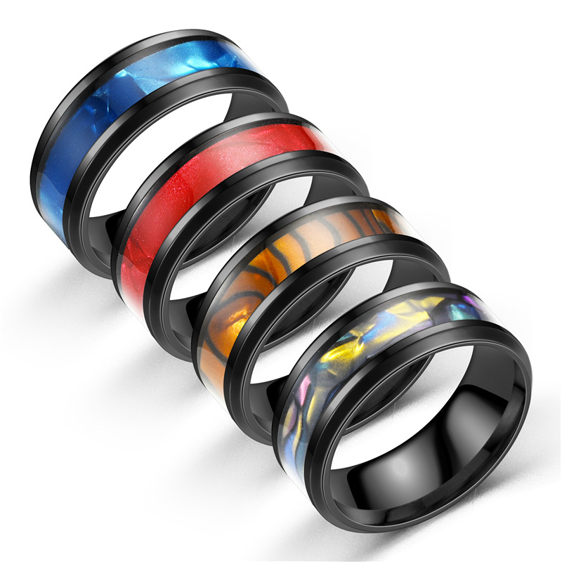 Wholesale Fashion Drip Oil Stainless Steel Couple Ring Nihaojewelry display picture 2