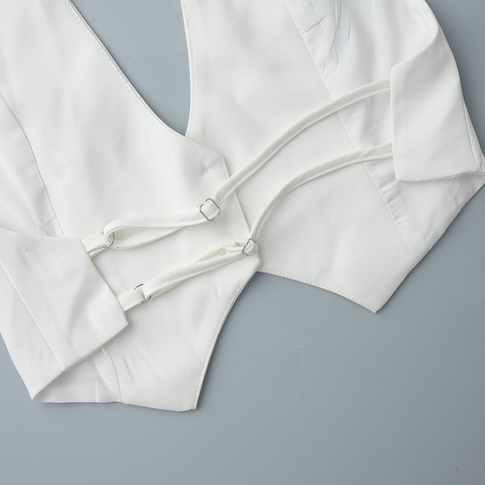 Áo vest nữ cổ V đeo cổ hở lưng dáng ngắn gợi cảm — Màu cà phê, Màu trắng, Màu đen chi tiết 17