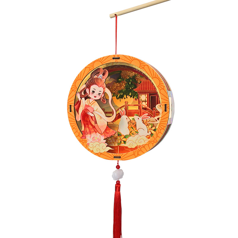 Festival de Primavera Estilo Nacional Año Nuevo León portátil danza Linterna niños padre-hijo hecho a mano luminoso DIY paquete de material de linterna Día de Año Nuevo lote