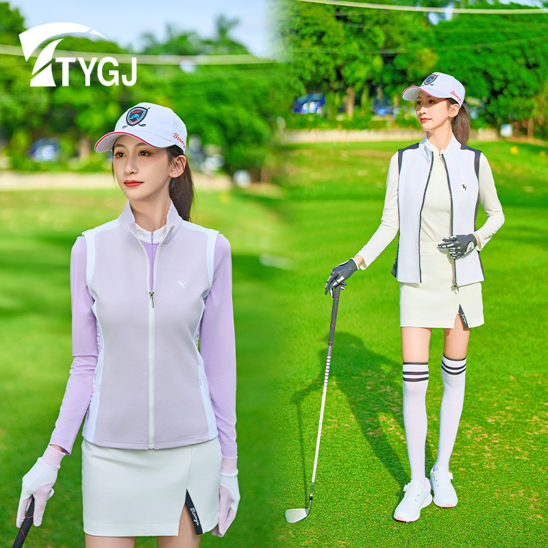 Golf Vest Women Windproof Vest Collar Slim Jacket Casual Women's Sleeveless Sports Top