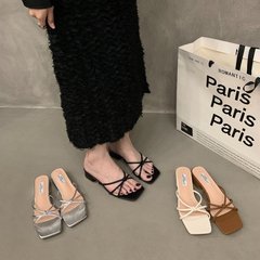 女性用フレンチスリッパ 2025 夏の新しいスタイルの日常着多用途フラットソール女性用スリッパ