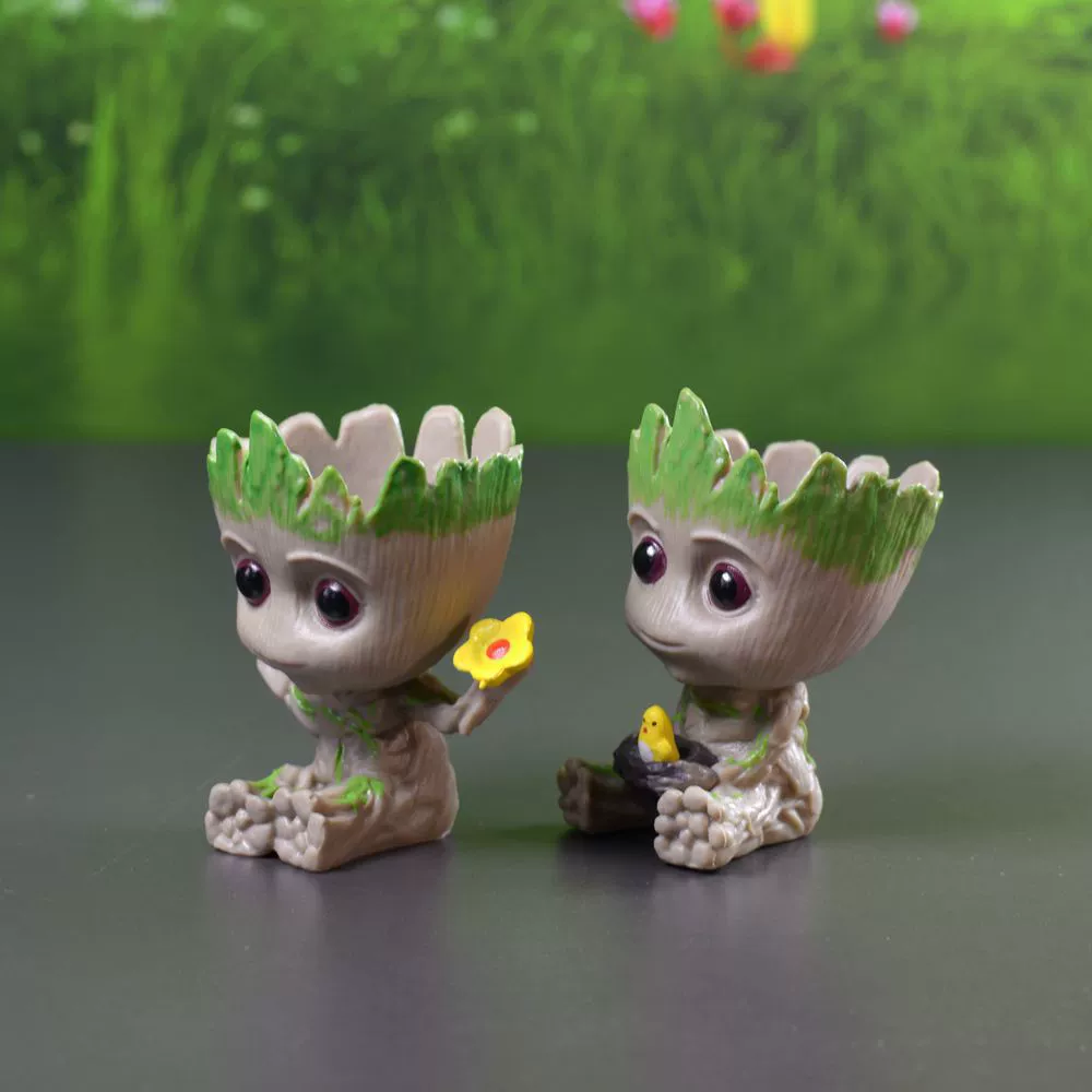 Мини-цветочный горшок-фигурка (Galax Guard Groot), 5 см — милые декоративные игрушки: гнездо для птиц и положение рук