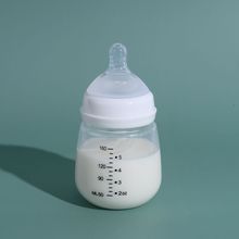婴儿玻璃奶瓶防摔防胀气大宝宝宽口径吸管鸭嘴杯初生婴儿用品