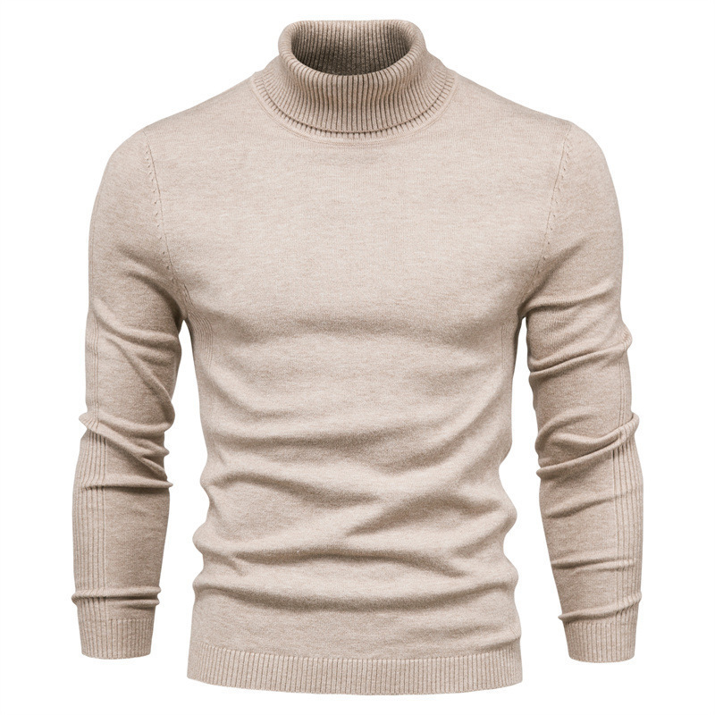 Casual Men's Pure Color Pullover Knitwear Export High Collar Men's Casual Knitwear Cross-Border Knitwear Men's Sweater