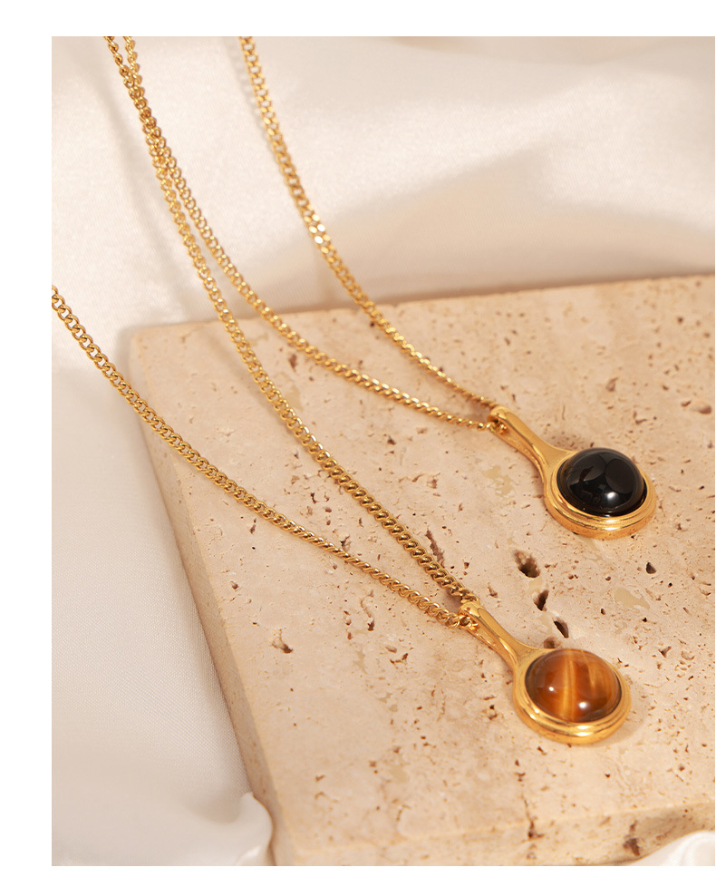 Women's Gender Lady Geometric Agate Tiger Eye Titanium Steel Wholesale Pendant Necklace