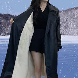 加绒加厚中长款皮大衣外套女2025冬季新款宽松抗风保暖皮衣大衣女