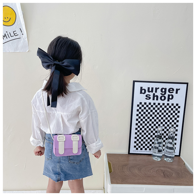 Girl's Small Pu Leather Color Block Fashion Square Flip Cover Crossbody Bag display picture 2