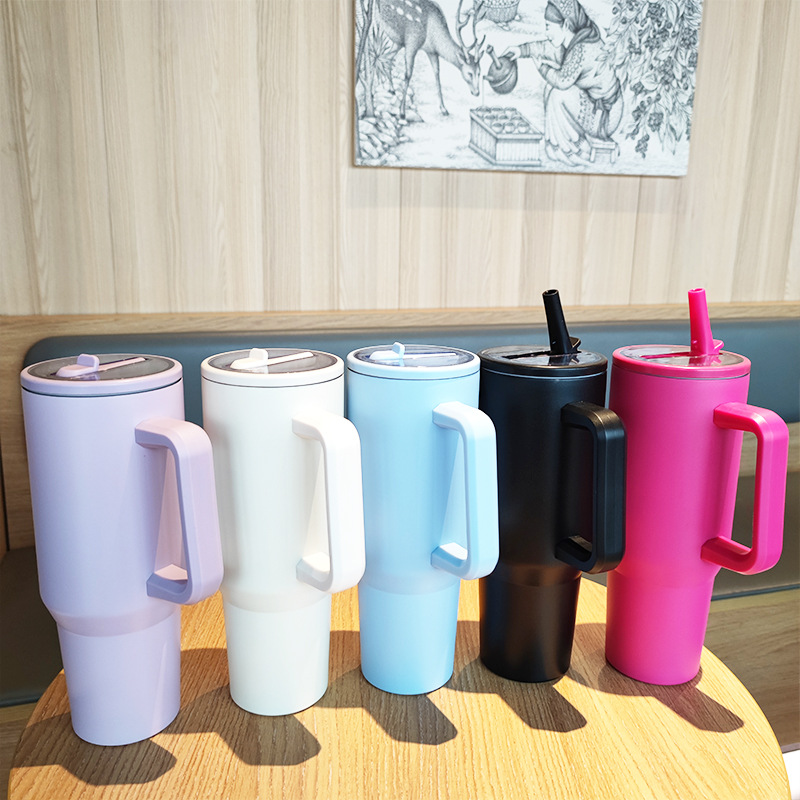 Cross-border 40oz taza de paja plegable 304 acero inoxidable aislamiento térmico de gran capacidad sellado vacío a prueba de fugas taza de hielo