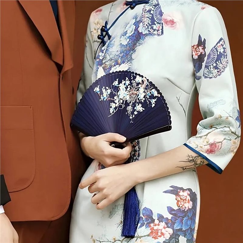全竹骨扇子折扇中国风女式手工日式古风折叠汉服舞蹈小扇随身便携|undefined