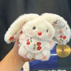 新しい手作りロングイヤーウサギぬいぐるみペンダントかわいい毛皮のようなエプロンウサギキーホルダー卸売