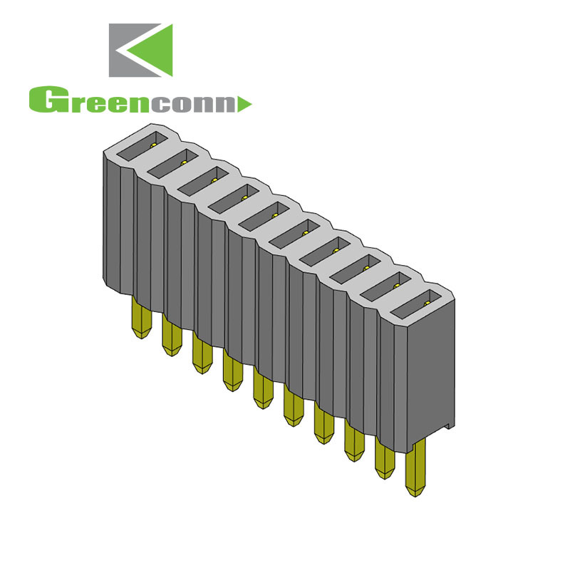 Greenconn排母连接器 单排间距1.27系列2-50Pin直针连接器