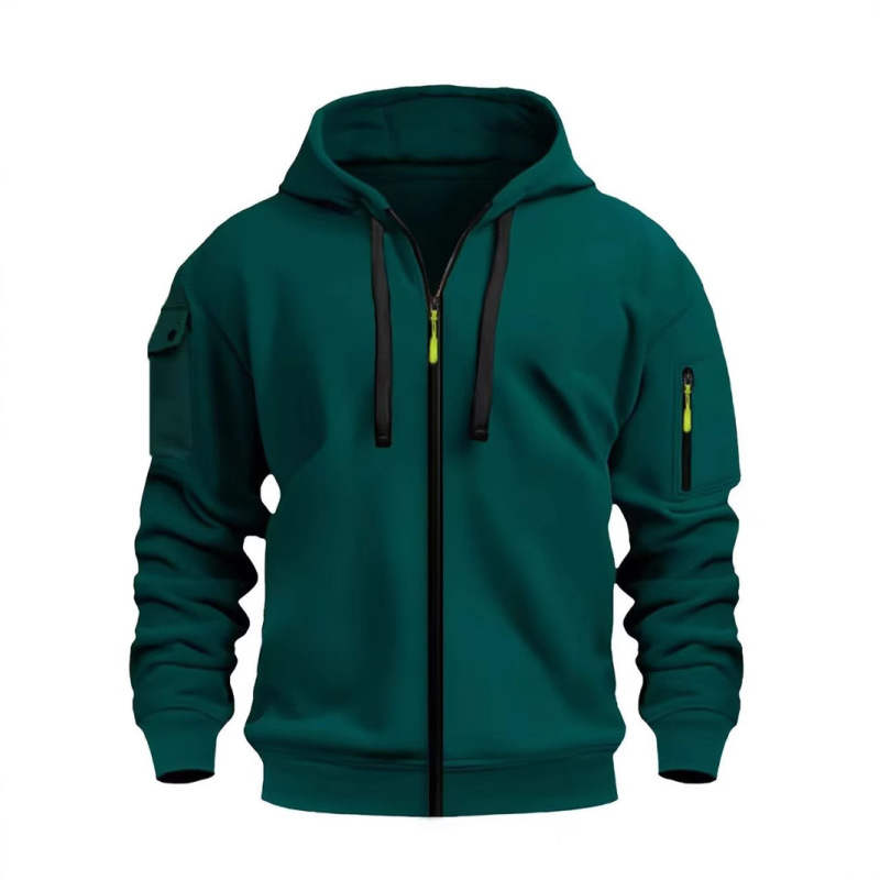 Cross-border Spring and Autumn Men's Sweatshirt Hoodie Zipper Multi-Pocket Embroidered badge Pullover Sports Casual Sweatshirt Cross-border Spring and Autumn Men's Sweatshirt Hoodie Zipper Multi-Pocket Embroidered badge Pullover Sports Casual Sweatshirt