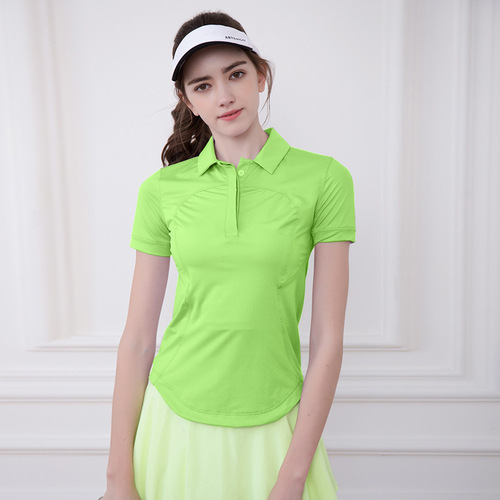 lulu same style sports short-sleeved T-shirt women's casual polyester quick-drying temperament fashion top fitness running yoga wear