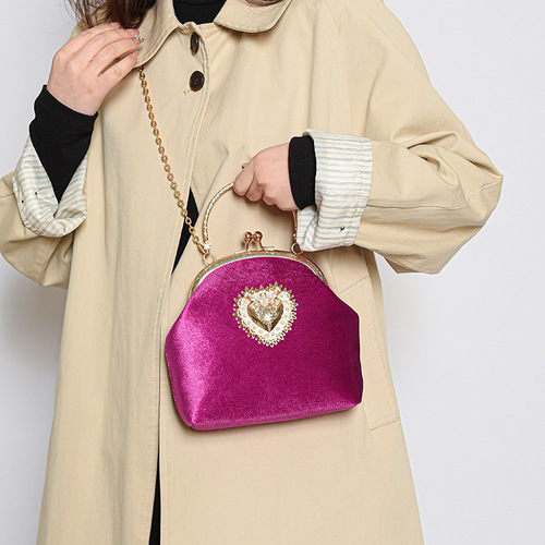 Cross-border new niche design hand-held shoulder bag women's retro baroque evening wear bag lipstick bag