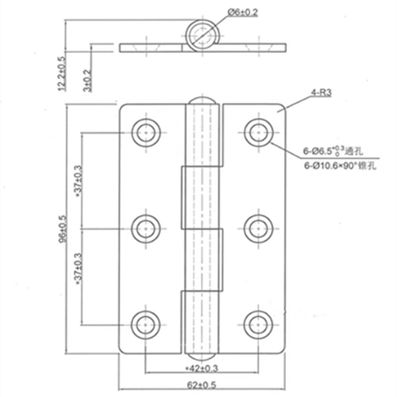 厚いステンレス304重型工業ヒンジ配電箱電気盤平開折り畳みヒンジ機械設備ヒンジ|undefined