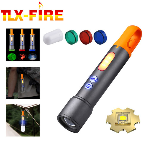 LED white laser with side light Type-C rechargeable multi-functional camping aluminum alloy telescopic zoom mini flashlight