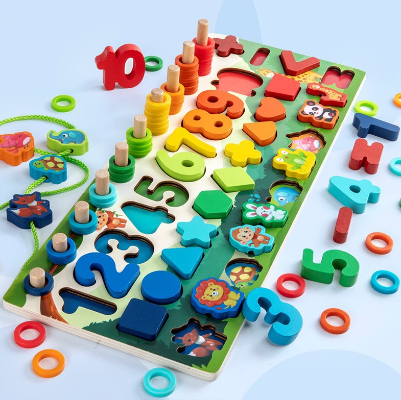 Juguetes de educación temprana para niños Tablero de números y letras siete en uno multifuncional Juego de pesca magnética de rompecabezas para bebés