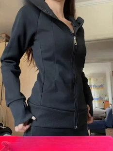 Black brace, autumn sweatshirt, jacket, sports hoody, slim fit, American style, tight