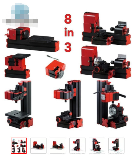 6合124W全金属迷你车床铣床钻床木工车锯齿砂光机迷你组合机床