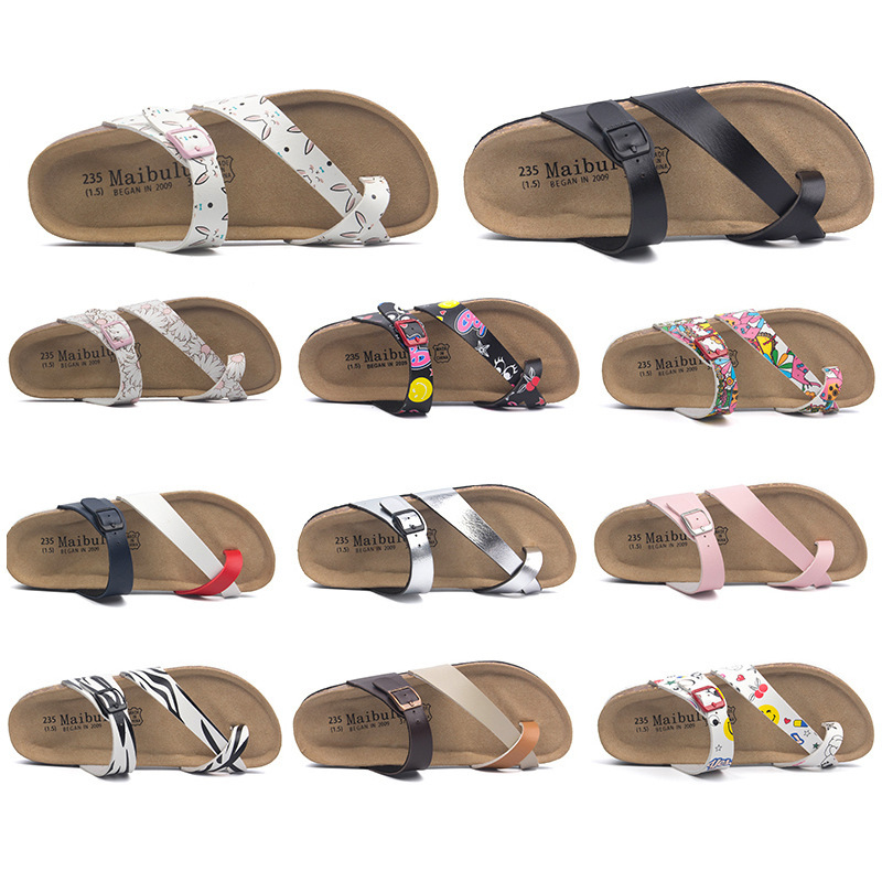 Mcbulunxia Flats Non-Slip Cork Slippers for Men and Women, Beach Wear Ins Clip-On Toe Sandals