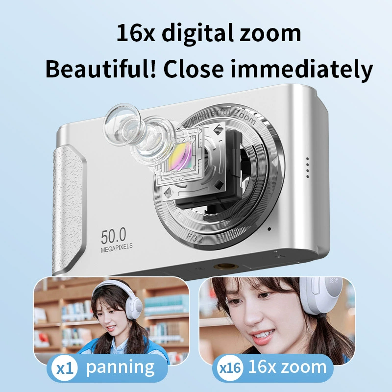 Compact CCD Digital Camera, 50 MP, 16× Digital Zoom, Pocket Size, Mobile Upload