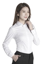 职业装白衬衫女士气质长袖公务员银行面试商务 修身 正装白色衬衣