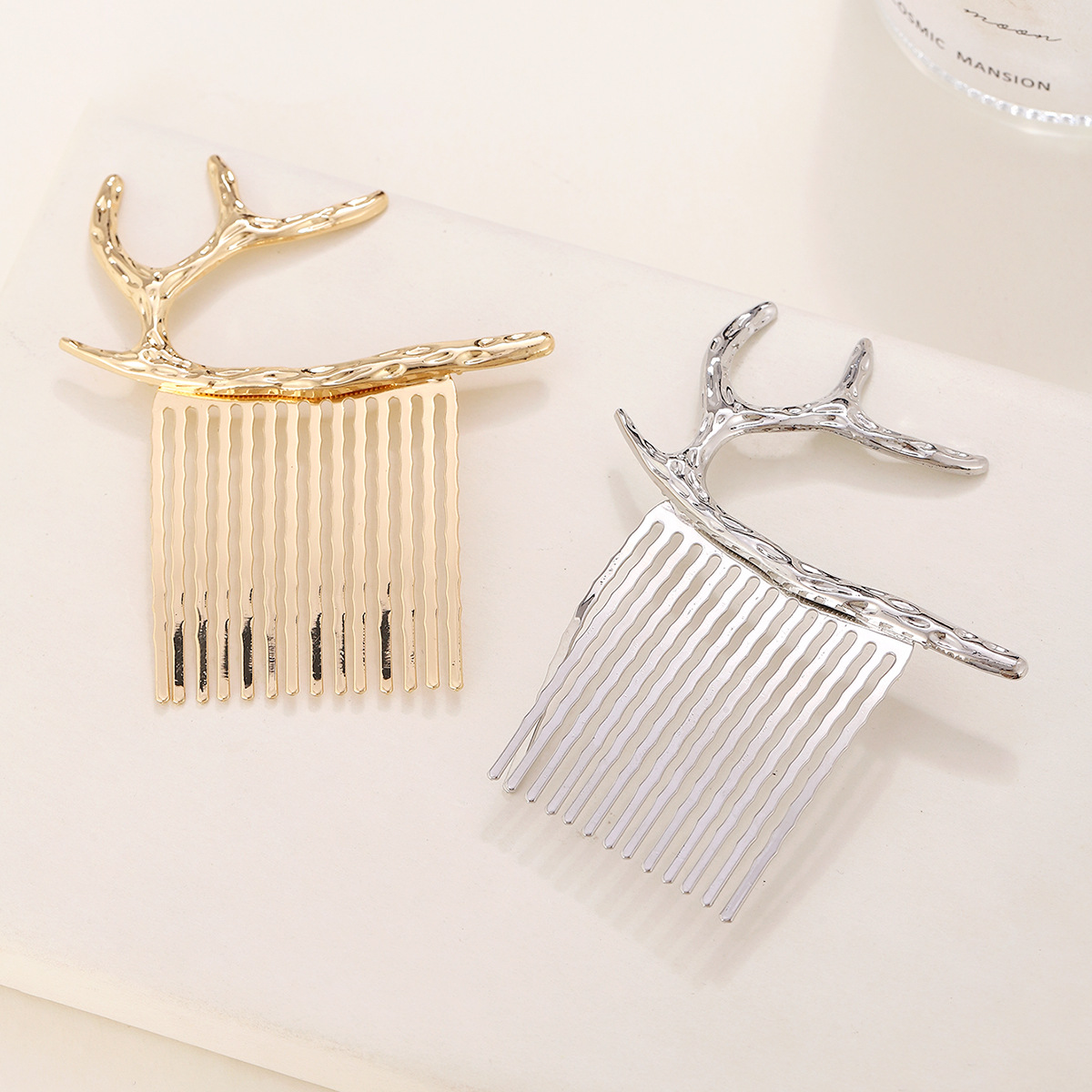 Mori chica europea y americana simple Navidad accesorios para el cabello ELK Antler vintage Luna radian peine tocado animal peine femenino