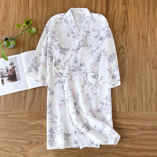 Cotton Bathrobe Sleep Dress Ladies Summer Autumn Long Sleeve Cotton Sleep Dress Lovely Sweat Pure Cotton Sleepwear 