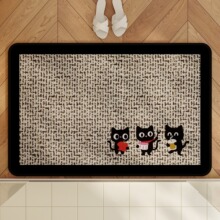 卫生间地垫仿亚麻硅藻泥卡通小猫吸水速干浴室厕所专用防滑垫地毯